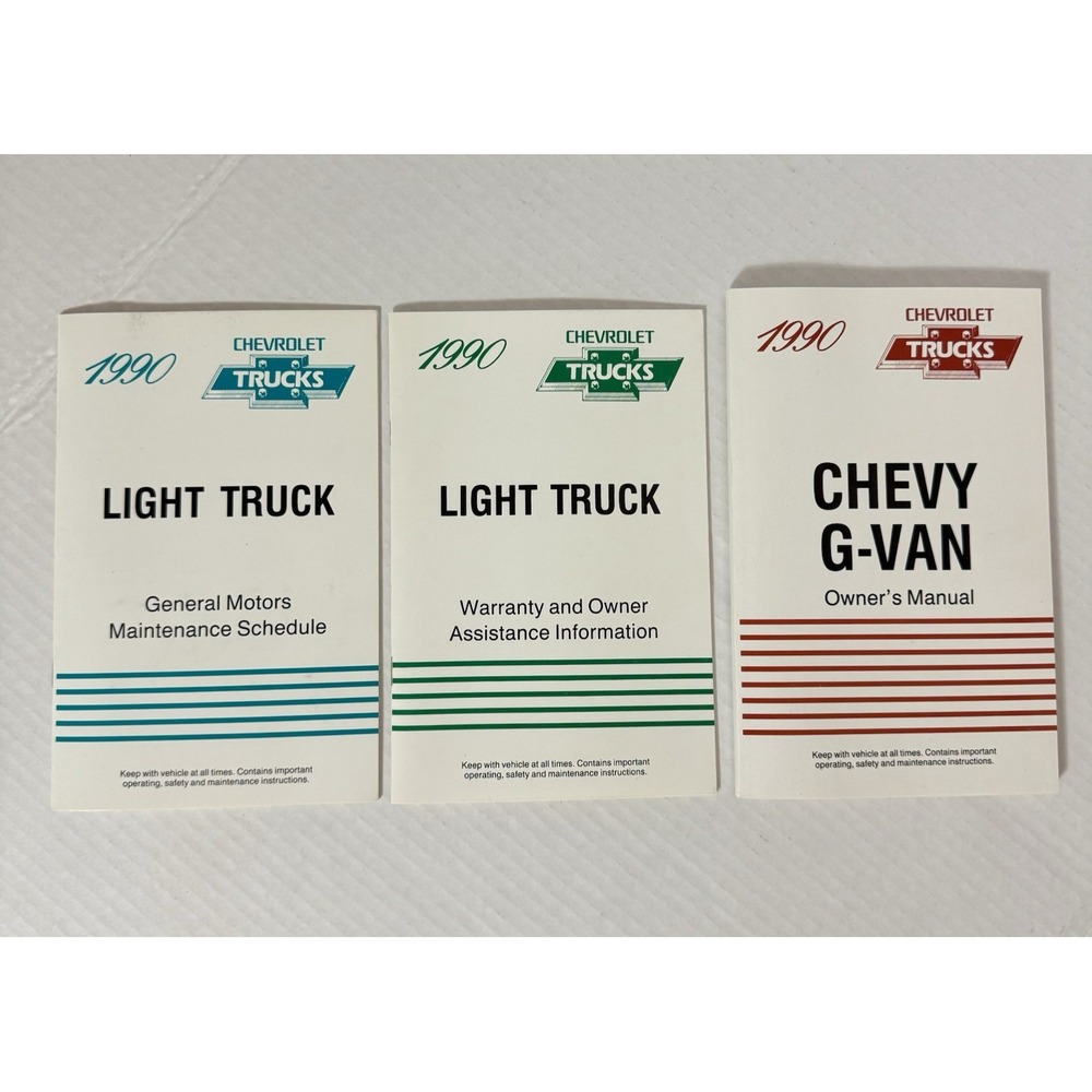 1990 Chevy G-Van Owner's Operator Manual Guide Maintenance Set
